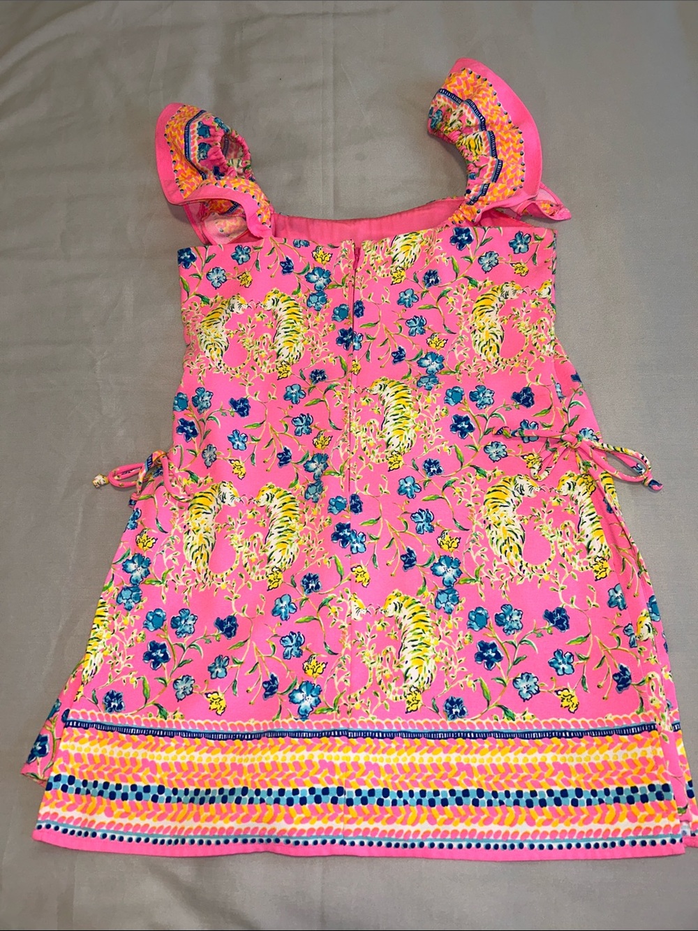 Lilly Pulitzer Zoya Romper Prosecco Pink Tigress Garden Ruffle Size 4 - Picture 11 of 11